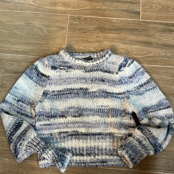 wild fable Sweaters - Sweater Cable Knit Blue Wild Fable Crop Winter Fuzzy Cozy Warm Vintage Chunky